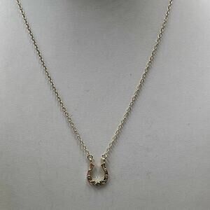 Kris Nations Sterling Silver Vermeil Horseshoe Good Luck Blue Stone Necklace